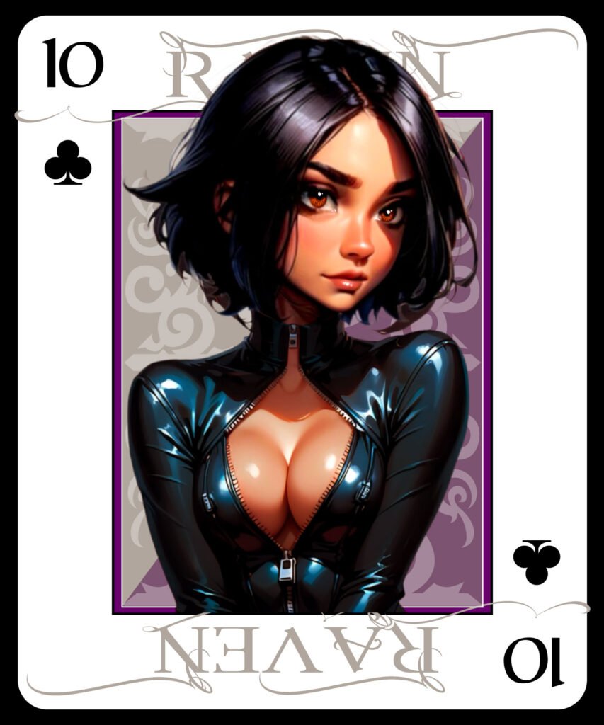 Retro Adult Magazine - Playing Card - Raven - 10 of Clubs
