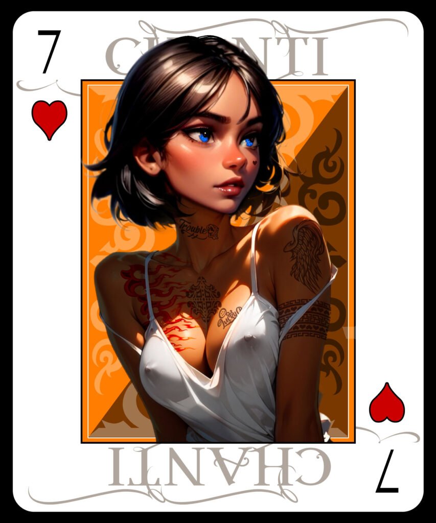 Retro Adult Magazine - Playing Card - Chanti - 7 of Diamonds